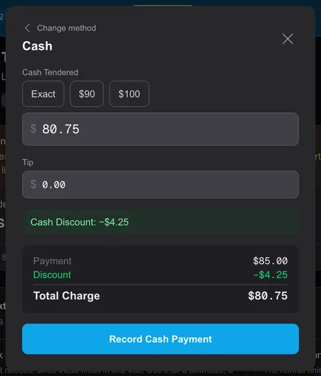 Cash tender