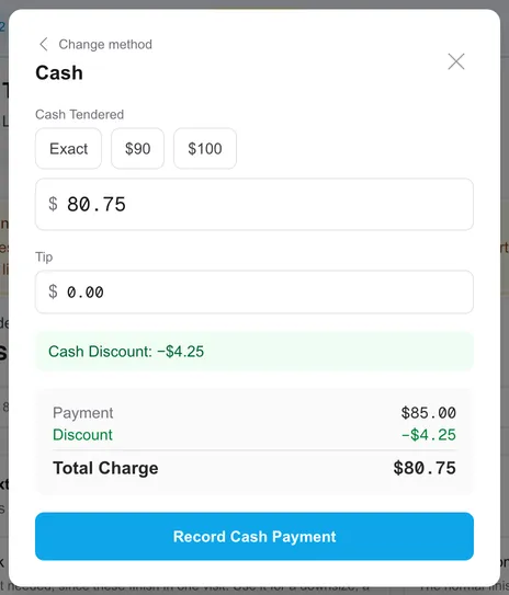 Cash tender