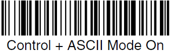 Bar code Control + ASCII Mode On